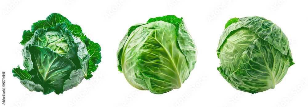 Set of cabbage, isolated on transparent background. PNG element.