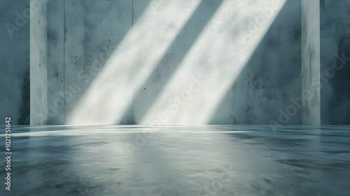 Concrete Room with Sunlight and Shadows 3D Illustration
