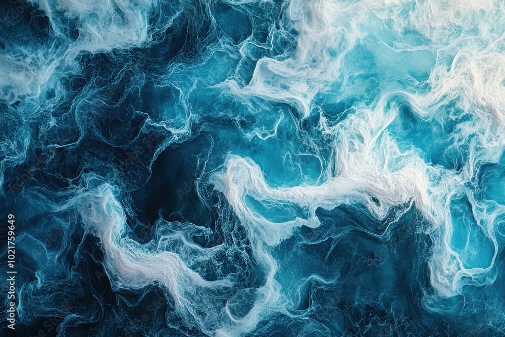 Obraz premium Abstract blue and white swirling pattern resembling water or clouds.