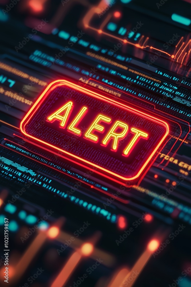 A striking ALERT sign on a vibrant digital background, emphasizing urgency and attention. A striking ALERT sign on a vibrant digital background, emphasizing urgency and attention.