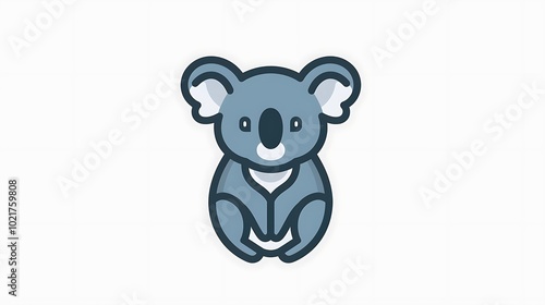 Craft a simple minimalistic koala logo icon isolated on a white background