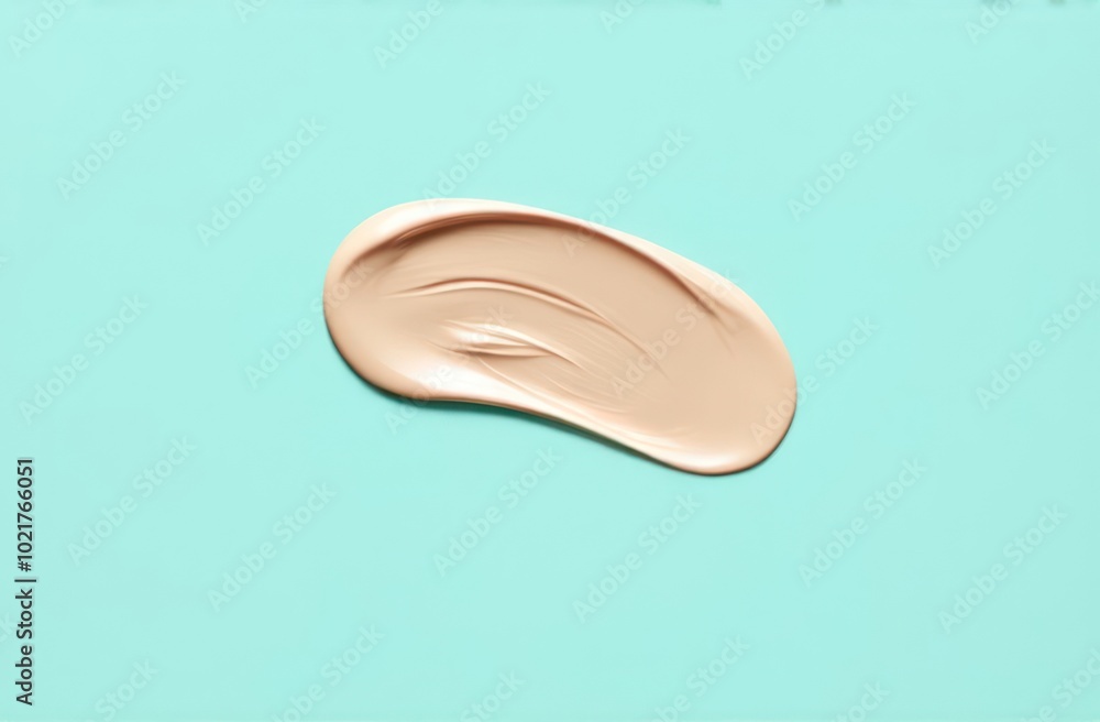 Fototapeta premium Oil or cream or scrub macro texture smears. Skincare Texture Swatch. Natural gel smears or drops placed on pastel green background. Face Cream. Cleanser Serum Treatment. Pastel colors.