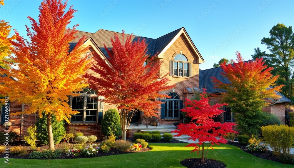 Cozy Autumn Retreat: A Charming Suburban Backyard, Ai generated Images Cozy Autumn Retreat: A Charming Suburban Backyard, Ai generated Images