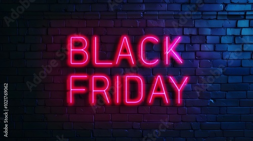 Red Neon 'BLACK FRIDAY' Sign on a Brick Wall