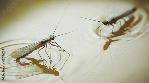 Water Striders Gliding on the Surface of a Pond Generative AI