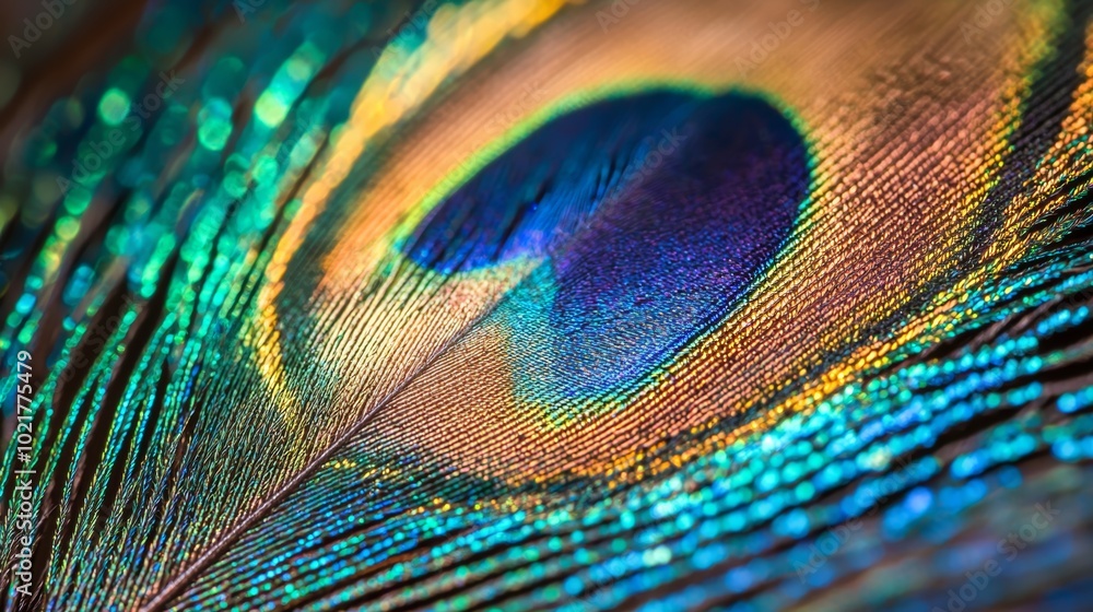 Fototapeta premium Vibrant Iridescent Peacock Feathers Close-up for Textures and Patterns Generative AI