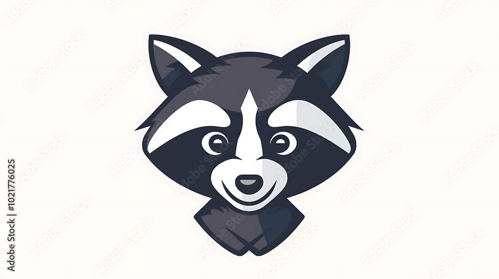 Create a sleek minimalistic raccoon logo icon isolated on a white background Create a sleek minimalistic raccoon logo icon isolated on a white background