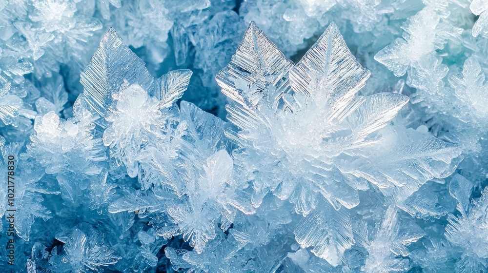 Macro Shot of Frost Crystals Forming Intricate Patterns for Winter Backgrounds Generative AI Macro Shot of Frost Crystals Forming Intricate Patterns for Winter Backgrounds Generative AI