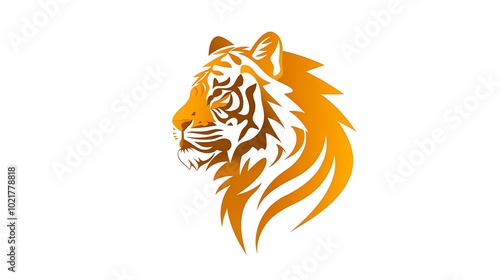 Create a sleek minimalistic tiger logo icon isolated on a white background photo