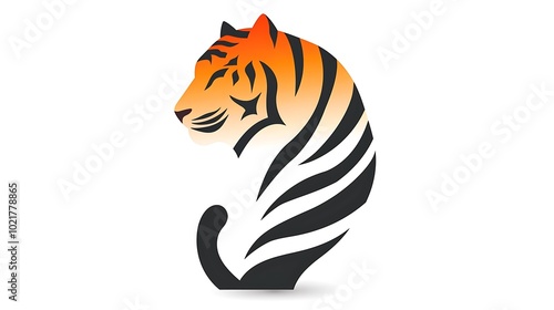 Create a sleek minimalistic tiger logo icon isolated on a white background photo