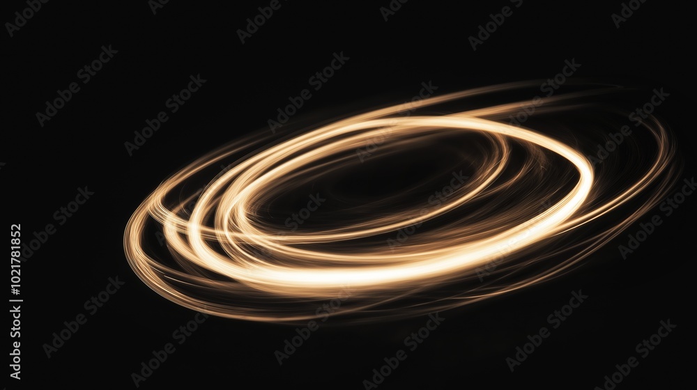 Stunning Display of Glowing Golden Rings of Light Set Against a Deep Black Background for Dynamic Visual Appeal Stunning Display of Glowing Golden Rings of Light Set Against a Deep Black Background for Dynamic Visual Appeal
