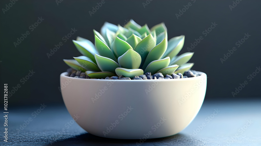 Succulent Plant in White Pot - 3D Illustration Succulent Plant in White Pot - 3D Illustration