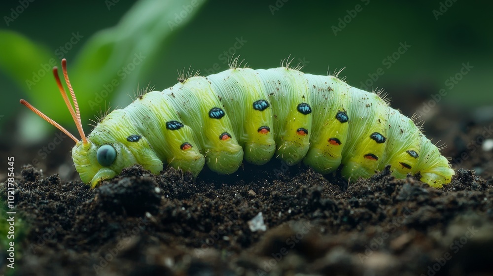 Caterpillar Transforming into a Butterfly, Metamorphosis Process Generative AI Caterpillar Transforming into a Butterfly, Metamorphosis Process Generative AI