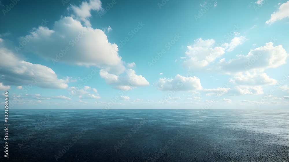 Obraz premium Calm Ocean with White Clouds Background Image