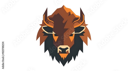 Design a modern minimalistic bison logo icon isolated on a white background photo