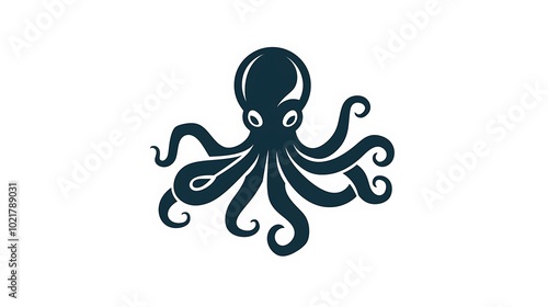 Design a modern minimalistic octopus logo icon isolated on a white background