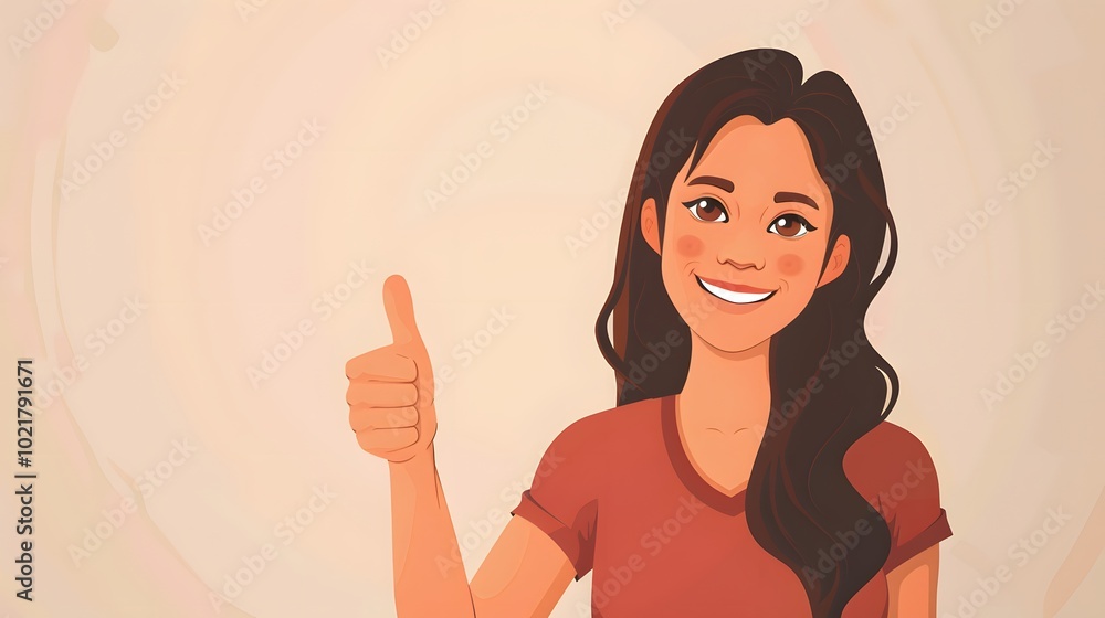 Portrait of a Smiling Young Woman Giving a Thumbs Up