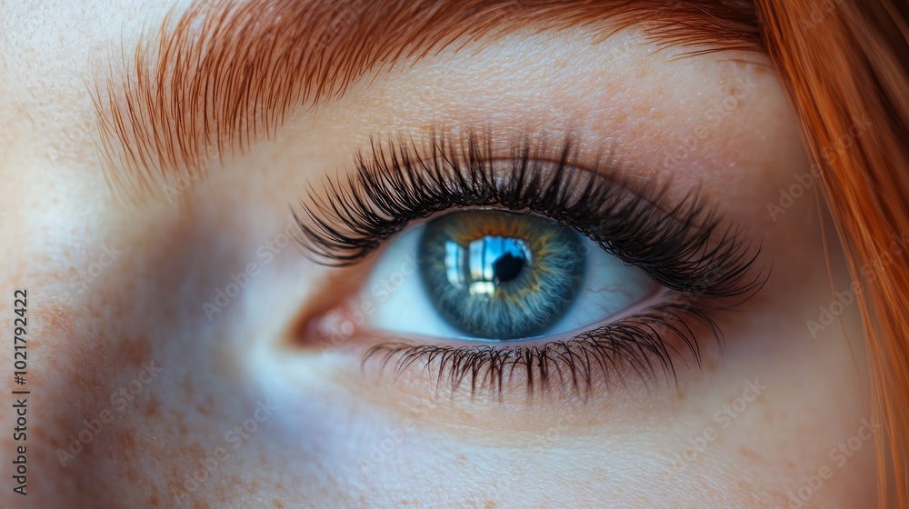 Close up of a blue eye with long eyelashes. Close up of a blue eye with long eyelashes.