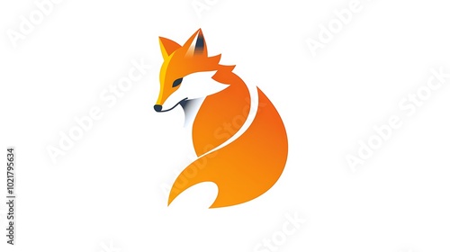 Design a sleek minimalistic fox logo icon isolated on a white background photo