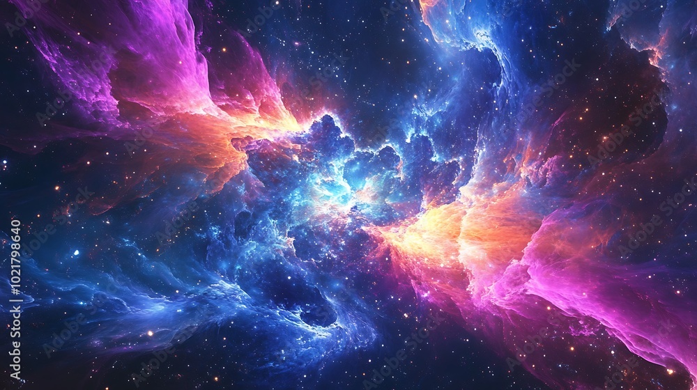 Abstract Cosmic Nebula Background with Vivid Colors and Stars Abstract Cosmic Nebula Background with Vivid Colors and Stars