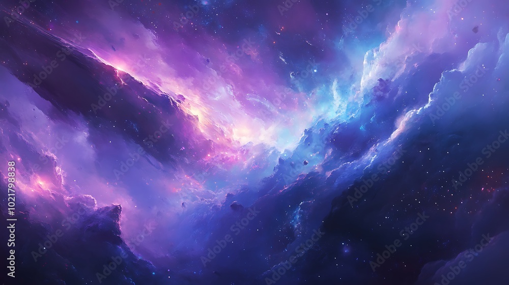 Abstract cosmic nebula background with purple, blue, and pink clouds and stars. Abstract cosmic nebula background with purple, blue, and pink clouds and stars.