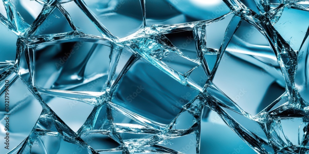 A blue background with a lot of broken glass A blue background with a lot of broken glass