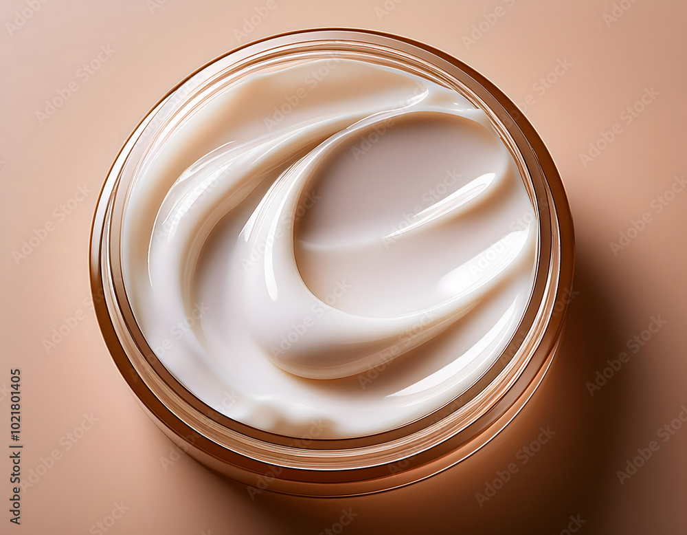 Close-up of a creamy smear of moisturizing cream on a smooth beige background Close-up of a creamy smear of moisturizing cream on a smooth beige background