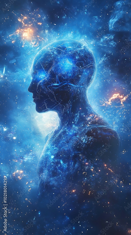 Abstract Digital Art of a Human Figure Made of Stars in the Galaxy Abstract Digital Art of a Human Figure Made of Stars in the Galaxy