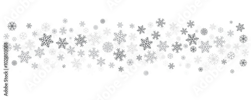 Christmas snowflakes background. Winter silver snow falling minimal decoration, greeting card. Noel subtle backdrop. Vector illustration	
