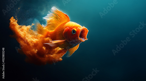 Goldfish swimming gracefully in a vibrant underwater setting.