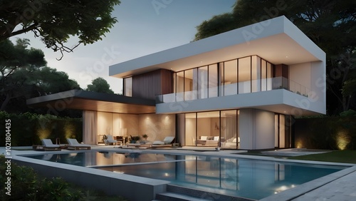Luxury House, Modern house with garden.