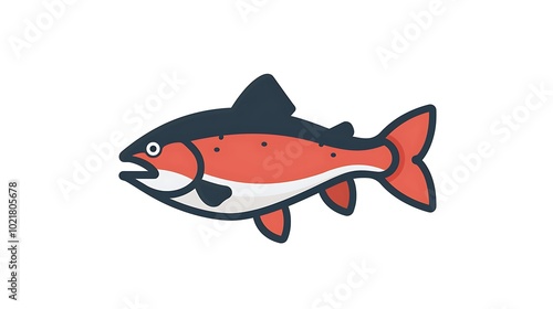 Draw a clean minimalistic salmon logo icon isolated on a white background