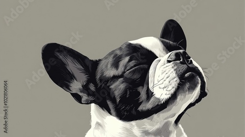 Stylized French Bulldog Art with Minimalist Design and Cartoonish Charm photo