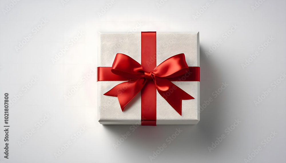 Elegant gift box with a satin ribbon on a white background Elegant gift box with a satin ribbon on a white background