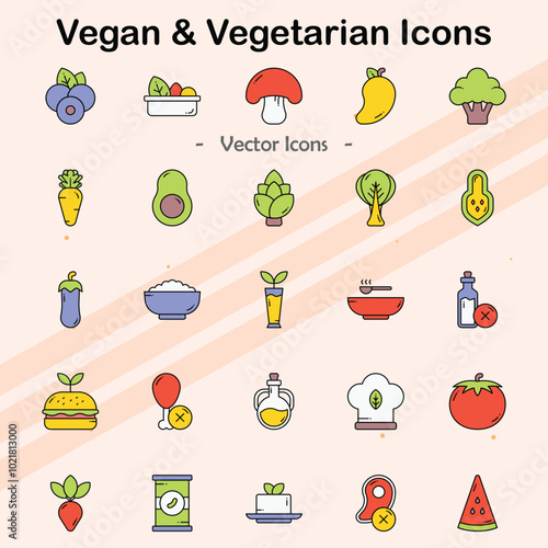 Icons showcasing vegan and vegetarian food choices.