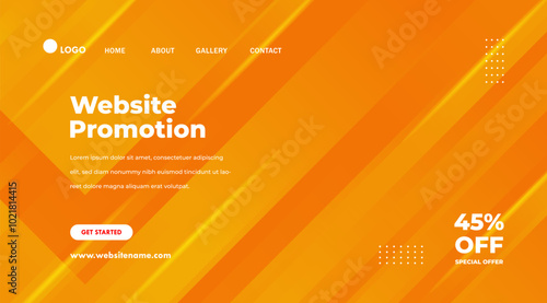 Abstract geometric orange background. Modern website template for landing page