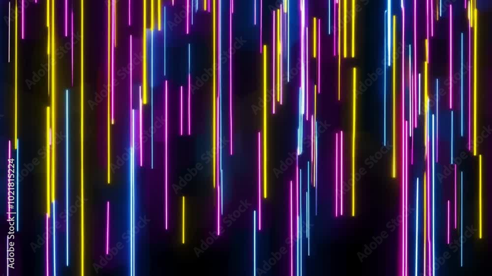 Glowing multicolored straight lines are on a black background Glowing multicolored straight lines are on a black background