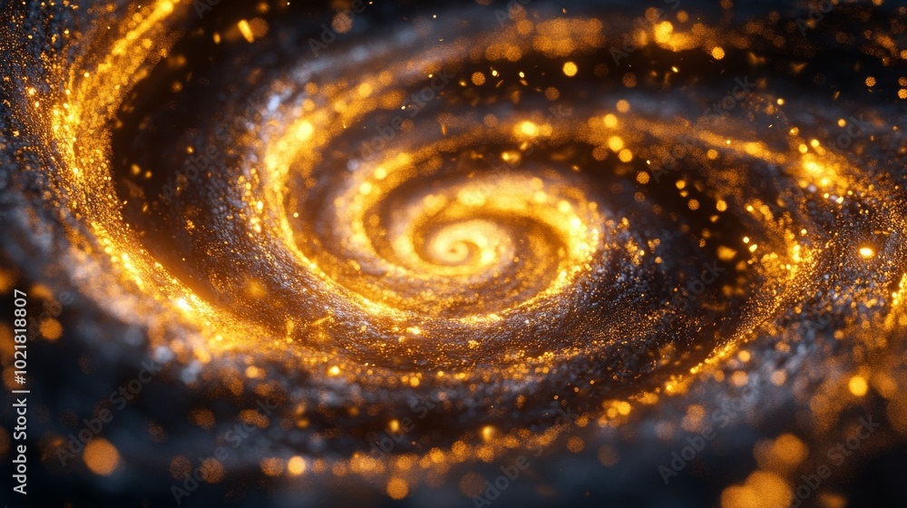 A magical spiral of gold light in a twisting pattern. Spiraling motion A magical spiral of gold light in a twisting pattern. Spiraling motion
