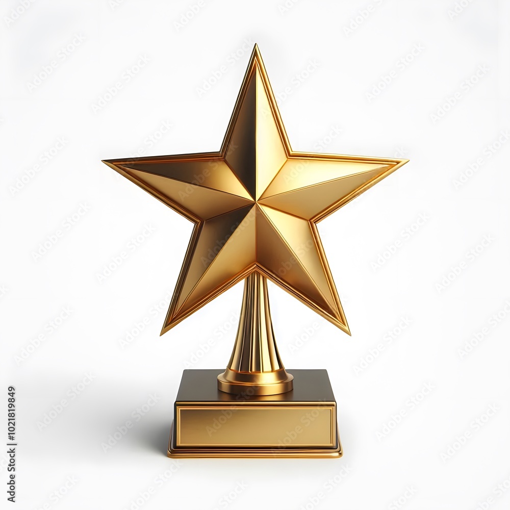 Golden star trophy, isolated on a white background, business and competition concept, winner Golden cup Golden star trophy, isolated on a white background, business and competition concept, winner Golden cup