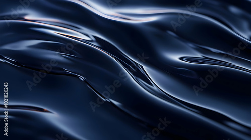 Abstract Blue Liquid Background - Smooth Waves and Reflections