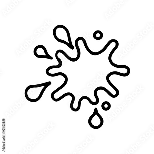 Paint splatter icon with a minimal style and black lines on a white background for artistic concepts