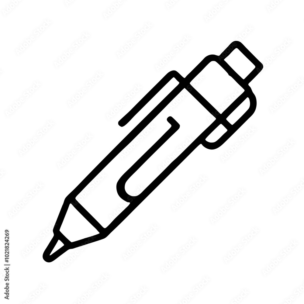 Sketching pen icon with a minimal style and black lines on a white background for creative projects Sketching pen icon with a minimal style and black lines on a white background for creative projects
