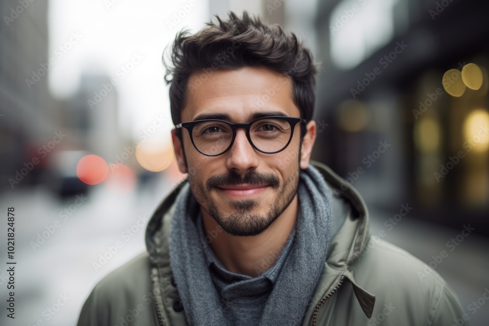 Portrait of a handsome young man with eyeglasses in the city Portrait of a handsome young man with eyeglasses in the city