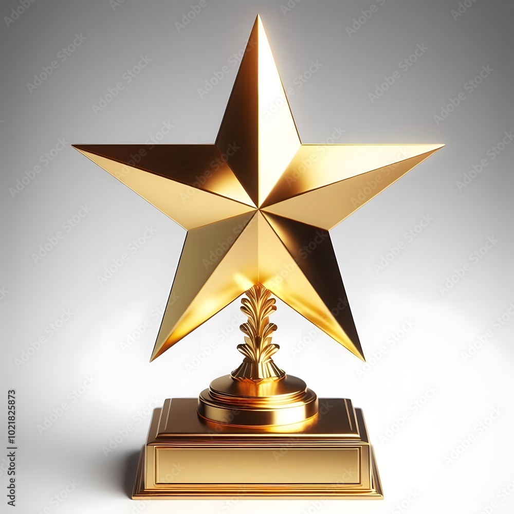 Golden star trophy, isolated on a white background, business and competition concept, winner Golden cup Golden star trophy, isolated on a white background, business and competition concept, winner Golden cup