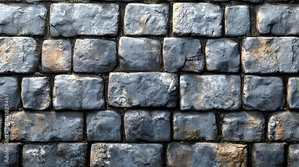 Fototapeta premium Stone Wall Texture - Dark Gray Cobblestone Background