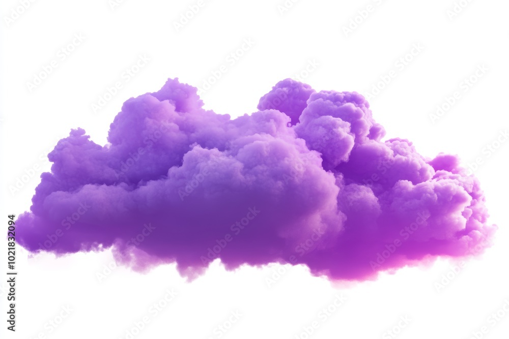 Fototapeta premium A fluffy purple cloud is suspended in a white space, creating an ethereal and dreamlike effect that draws attention
