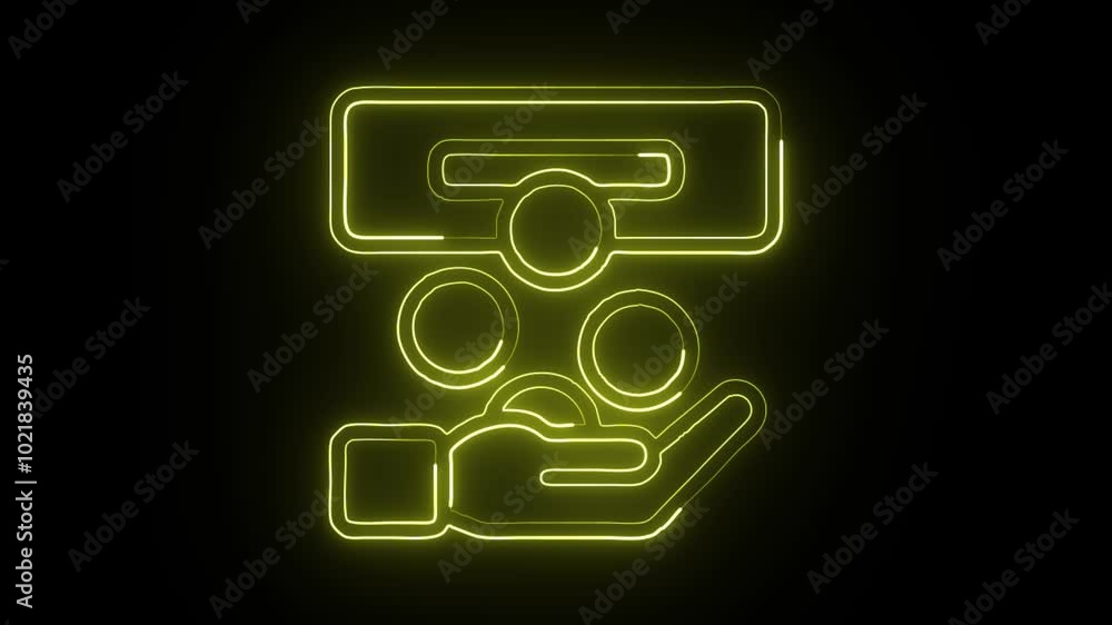 Glowing Neon Cash Machine Icon Isolated on Black Background. HD Video Motion Graphic Animation Glowing Neon Cash Machine Icon Isolated on Black Background. HD Video Motion Graphic Animation