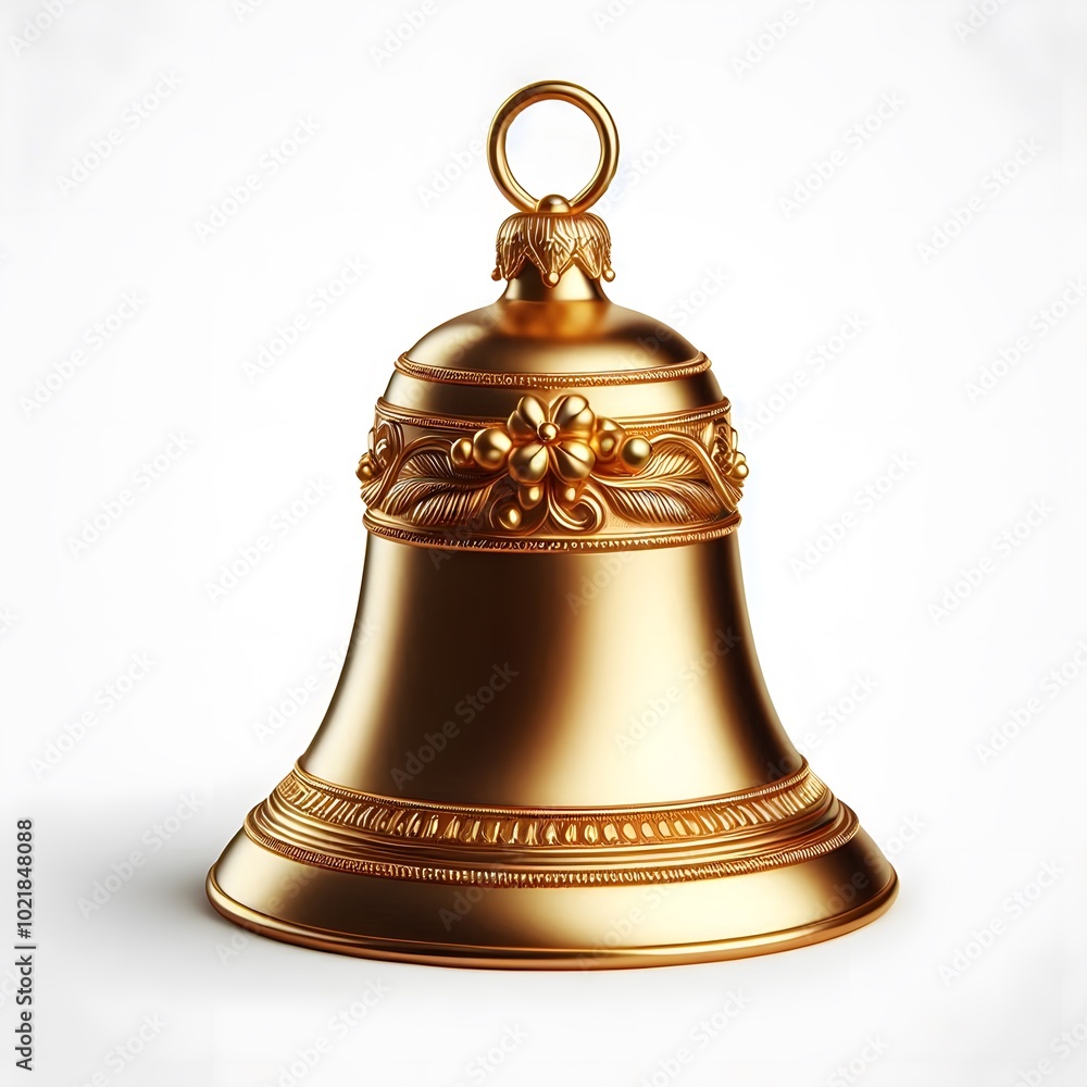 gold Christmas bells isolated on a white background. symbol of Christmas, school bell, vintage bell gold Christmas bells isolated on a white background. symbol of Christmas, school bell, vintage bell
