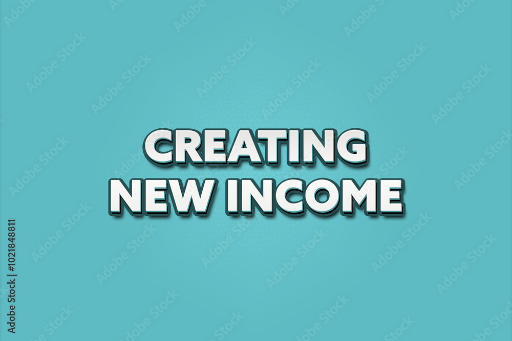Creating new income. A Illustration with white text isolated on light green background. Creating new income. A Illustration with white text isolated on light green background.