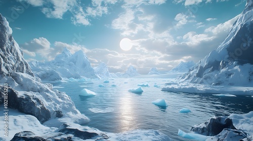 Wallpaper Mural Panoramic view of Antarctica with icebergs floating in the ocean Torontodigital.ca